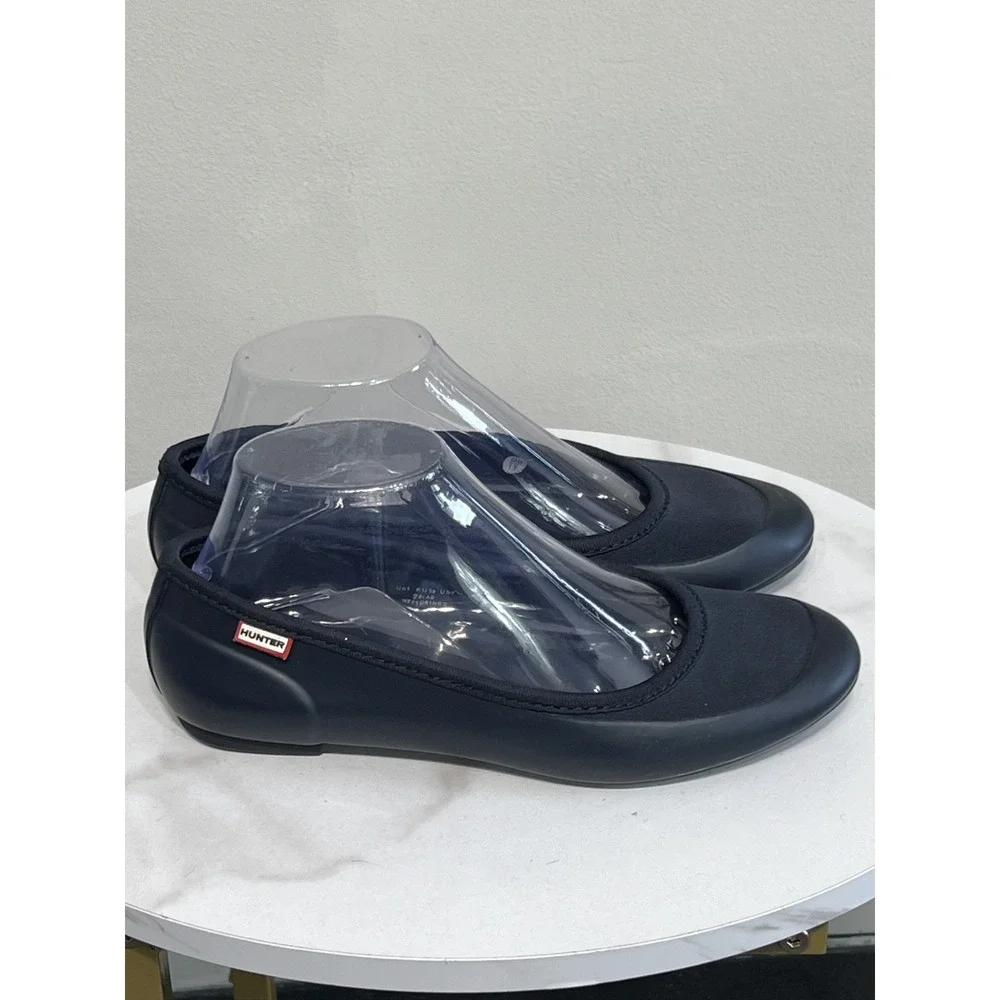 Hunter Navy Blue Waterproof Rubber Rain Ballet Flat Shoes Size 7